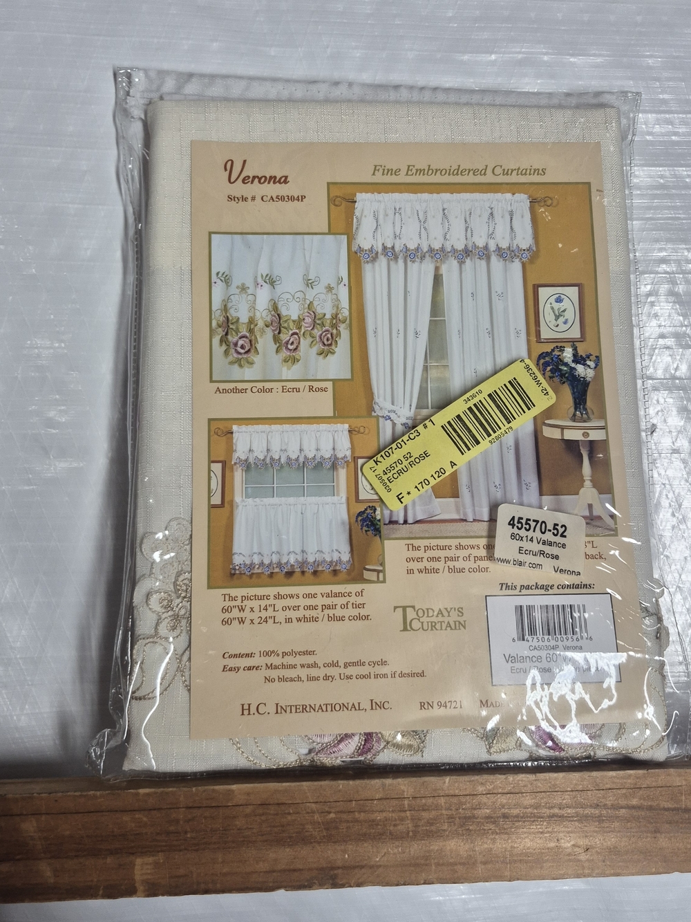 Versona Ecru and Rose Embroidered Valance